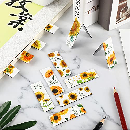 12 Pieces Sunflower Magnetic Bookmarks Inspirational Magnetic Bookmarks Magnet Page Markers Positive Magnetic Book Marker for Students Teachers School Home Office Supplies, 12 Styles