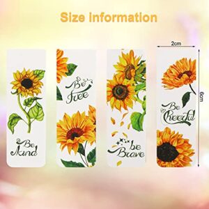 12 Pieces Sunflower Magnetic Bookmarks Inspirational Magnetic Bookmarks Magnet Page Markers Positive Magnetic Book Marker for Students Teachers School Home Office Supplies, 12 Styles