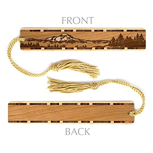 Mountain Wilderness Nature Scene Engraved Handmade Wooden Bookmark - Also Available with Personalization - Made in USA