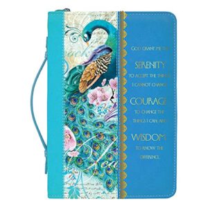 god grant me serenity prayer peacock blue x-large faux leather bible cover