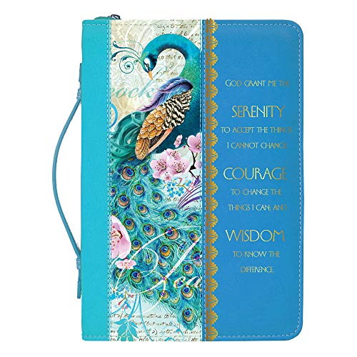 God Grant Me Serenity Prayer Peacock Blue X-Large Faux Leather Bible Cover