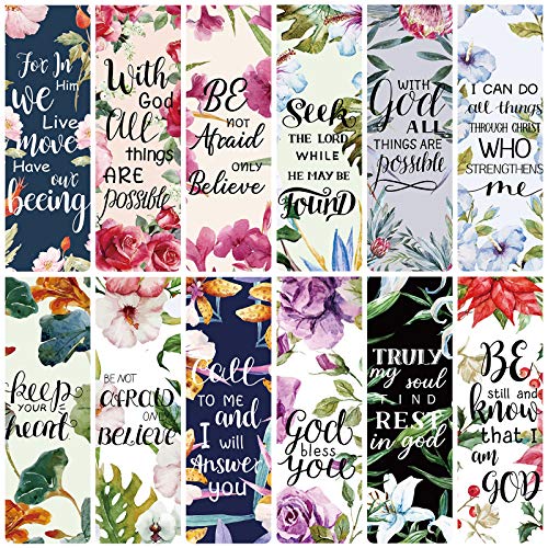 36 Pieces Magnetic Bible Verse Bookmarks Inspirational Scripture Book Markers Encouraging Flower Page Clips Presents for Women Kids Students Teachers School Home Office Supplies