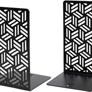 CNK Book Ends Bookends for Decorative Books Holder Bookend Shelves End Hold Heavy Duty Holders Stoppers Metal Stopper Cute Boho Bookshelf Holds Cookbook Office Home Set of 2 Bookends Pair Black