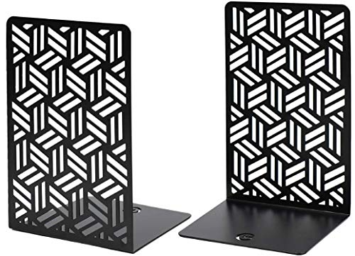 CNK Book Ends Bookends for Decorative Books Holder Bookend Shelves End Hold Heavy Duty Holders Stoppers Metal Stopper Cute Boho Bookshelf Holds Cookbook Office Home Set of 2 Bookends Pair Black