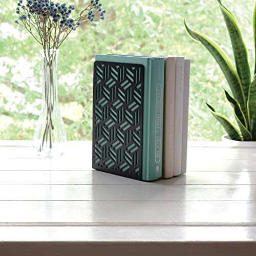 CNK Book Ends Bookends for Decorative Books Holder Bookend Shelves End Hold Heavy Duty Holders Stoppers Metal Stopper Cute Boho Bookshelf Holds Cookbook Office Home Set of 2 Bookends Pair Black