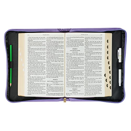 Christian Art Gifts Faux Leather Fashion Bible Cover for Women: by Grace You Have Been Saved - Ephesians 2:8 Inspirational Bible Verse, Hydrangea Lilac Purple, Medium