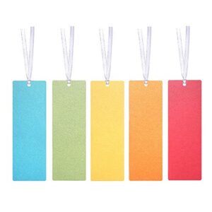 blank colored paper bookmarks with ribbon, for diy classroom project, school crafts, gift tags, pack of 30 by quotidian
