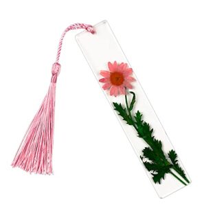 pressed flower bookmark resin floral | handmade | with dried flowers | artsy (pink daisies)