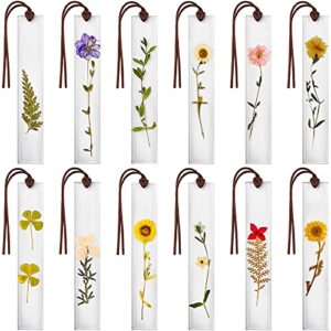 12 pieces resin floral bookmark handmade dried flower bookmark presents for kids woman teacher students reading planner book club