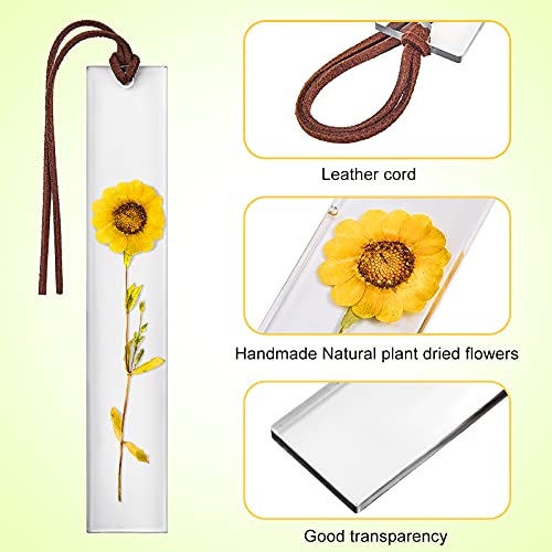 12 Pieces Resin Floral Bookmark Handmade Dried Flower Bookmark Presents for Kids Woman Teacher Students Reading Planner Book Club