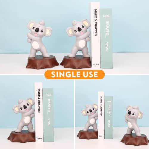 Bookends for Kids,Lovely Koala Book End and Decorative Book Stopper Holder for Bookshelves, Children’s Room, Home, Office or Desk with Anti-Slip Base