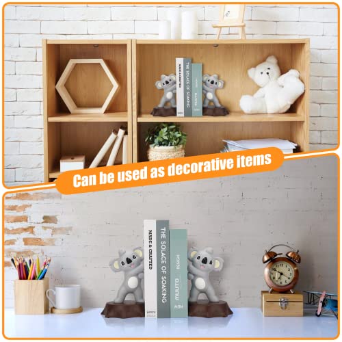 Bookends for Kids,Lovely Koala Book End and Decorative Book Stopper Holder for Bookshelves, Children’s Room, Home, Office or Desk with Anti-Slip Base