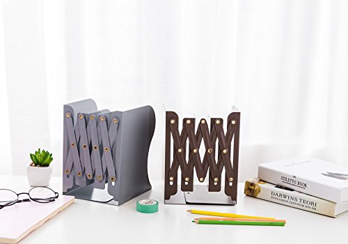 JIARI Simple Nature Style Brown Decorative Metal Iron Bookends Holder Stand Desk Nonskid Adjustable Bookend (Brown)