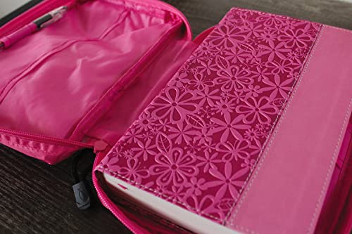 Adventure Bible Cover for Girls, Zippered, with Handle, Nylon, Pink, Medium