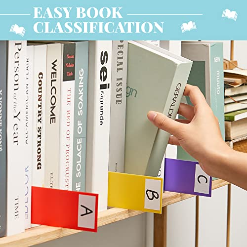 Library Book Dividers for Shelves with Stickers, Library Shelf Markers Assorted Colored Book Shelf Dividers Plastic Shelf Marker Flexible Book Shelf Marker Set for Classroom Supplies(30 Pieces)