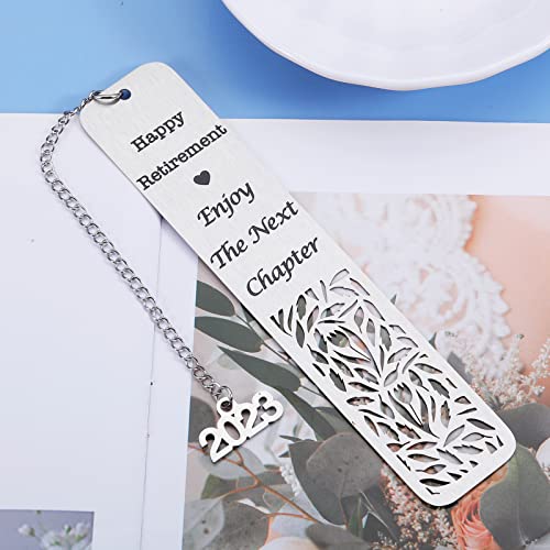 2023 Retirement Gifts for Women Men Bookmark for Book Lovers with Chain Happy Retirement Appreciation Gift for Coworker Nurses Doctors Dad Mom Teacher Boss Employee Leaving Going Away Gift for Friend