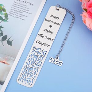 2023 Retirement Gifts for Women Men Bookmark for Book Lovers with Chain Happy Retirement Appreciation Gift for Coworker Nurses Doctors Dad Mom Teacher Boss Employee Leaving Going Away Gift for Friend