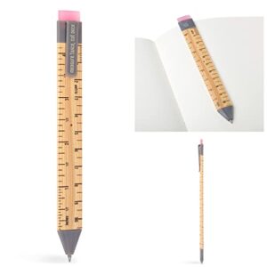 pen bookmark | erasable ballpoint gel pen and bookmark 3-in-1 | ink novelty pen with eraser | page marker | book marker | page holder clip | stationery gift idea for reader and writer (ruler)