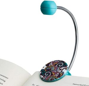 withit clip on book light – paisley pattern – led reading light with clip for books and ebooks, reduced glare, portable and lightweight, cute bookmark light for kids and adults, batteries included
