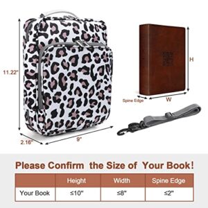 Losong Bible Covers for Women, Bible Carrying Case with Strap, Bible Protective Bag with Handle & Zippered Pocket, Study Bible Bag and Totes for Church Gifts Leopard