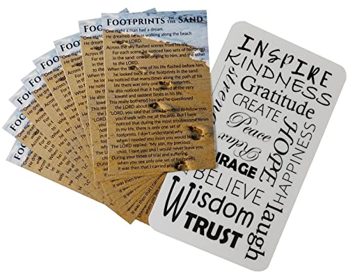 Footprints In The Sand Cards - 25 Mini Footprints Poem Bookmark Card Set for Bible, Pocket Size Motivational Prayer Card| Inspirational Footprint Christian Cardstock Wallet Prayer Card Set | 26 Items