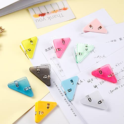 20pcs Corner Paper Clip Prevent Books Curling,Triangle Book Page Corner Clips Bookmark for Students,Multifunctional Document Clip Book Page Corner Clip (color2)
