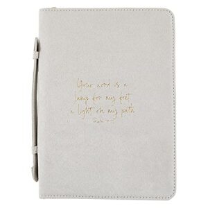 creative brands faithworks-simply faith collection suede bible cover, 7 x 10-inch, grey-psalm 119:105