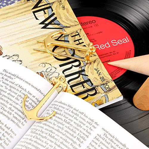 2 Pieces Bookmarks Creative Bookmark Metal Page Holder for Students Teachers Graduation Gifts School Office Supplies (Gold)