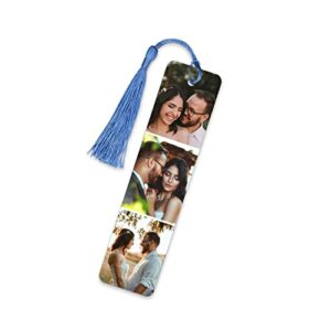 ZUYUSO Personalized Photo Frame Bookmark Metal Bookmark Custom Message/Text Stainless Steel Bookmarks with Tassel for Reader Women Men Gift