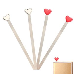 4 pack metal heart-shaped bookmark reading page markers heart metal bookmark for book lover gift women girls,2 colors