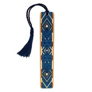 argyle (blue) wooden bookmark with tassel – made in usa – also available personalized
