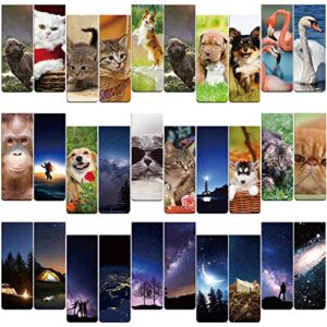 60 Pieces Cool Kids Magnetic Bookmarks Set for Kids Cute Animal Book Marks Space Galaxy Magnetic Bookmarks Cute Cat Bookmarks Cute Dog Bookmarks for Book Lovers Book Club Classroom Gifts for Students