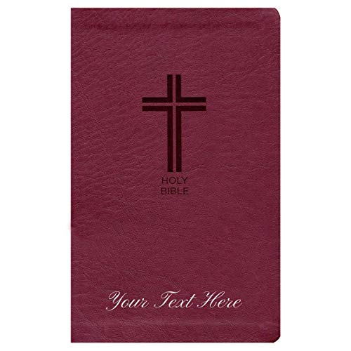 Personalized Custom Text Your Name NKJV Value Thinline Holy Bible Leathersoft Red Letter New King James Version Custom Made (Burgundy)