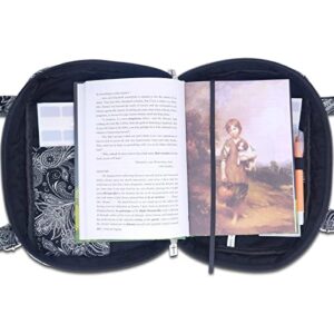 Lost Deer Bible Covers Adjustable Shoulder Straps Scripture Book Case Bags for Women, Black Floral Quilted Cotton Cloth Bible Case Extra Large 11.3x8.3x2.7 Inches