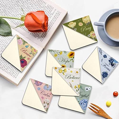 18 Pieces Personalized Flower Corner Bookmark Felt Triangle Page Corner Handmade Bookmark Cute Flower Book Marker Clip for Book Lovers Bookmarks for Women Girls Adults Kids Christmas Gift