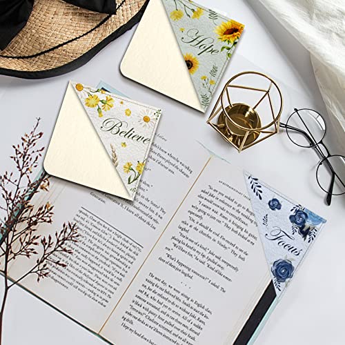 18 Pieces Personalized Flower Corner Bookmark Felt Triangle Page Corner Handmade Bookmark Cute Flower Book Marker Clip for Book Lovers Bookmarks for Women Girls Adults Kids Christmas Gift