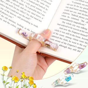 4 Pieces Dried Flower Resin Bookmarks,Transparent Floral Book Page Holder and Book Mark Set Handmade Bookmarks with Tassel Cute Book Accessories Gift for Reading Lover Students Teachers