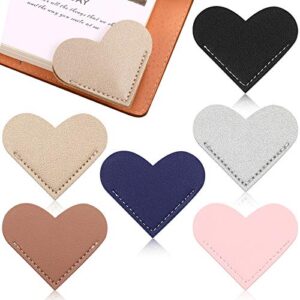 6 pieces leather heart bookmark heart page corner handmade bookmark leather reading cute bookmarks accessories for women bookworm present book lovers (elegant color)