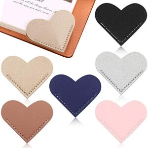 6 Pieces Leather Heart Bookmark Heart Page Corner Handmade Bookmark Leather Reading Cute Bookmarks Accessories for Women Bookworm Present Book Lovers (Elegant Color)