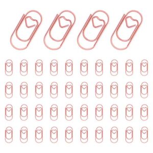 lahoni 150 pieces cute paper clips, mini smooth steel wire heart shaped paperclips bookmark clips for office supplier school student (0.79 inch/20mm) rose gold