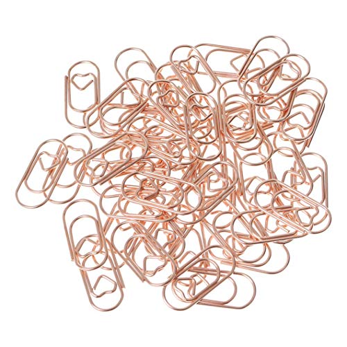 LAHONI 150 Pieces Cute Paper Clips, Mini Smooth Steel Wire Heart Shaped Paperclips Bookmark Clips for Office Supplier School Student (0.79 inch/20mm) Rose Gold