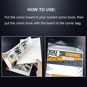 KKU 200 Count Current Comic Book Bags and Boards, Crystal Clear Acid Free Comic Bags and Boards, Comic Book Storage for Regular Comics