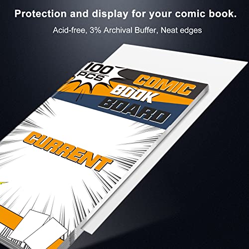 KKU 200 Count Current Comic Book Bags and Boards, Crystal Clear Acid Free Comic Bags and Boards, Comic Book Storage for Regular Comics