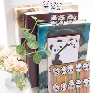 pandaonly 30Pcs Panda Paperclip Bookmarks, 3 Set Cute Panda Bookmark Clips with 1 Sheet Panda Sticky Notes-Funny Paperclips Bookmarks Planner Clips for Office Supplies Coworkers Teachers' Day Gifts