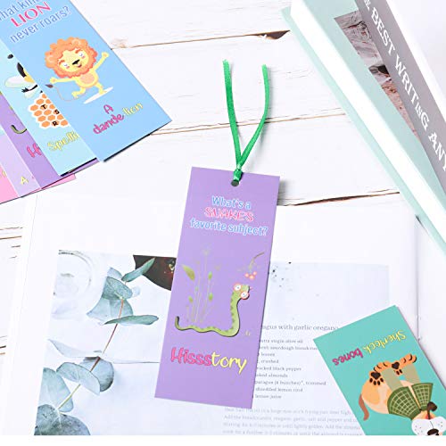 Kids Bookmark Silly Jokes Bookmarks Funny Animals Bookmarks Cartoon Hilarious Learning Bookmarks with Hanging Ropes for Teachers Students Classroom Rewards Supplies