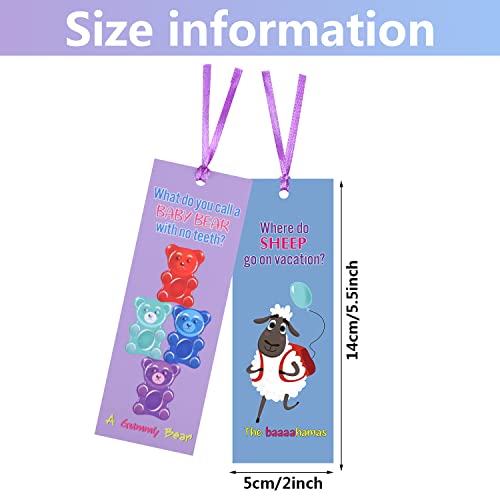 Kids Bookmark Silly Jokes Bookmarks Funny Animals Bookmarks Cartoon Hilarious Learning Bookmarks with Hanging Ropes for Teachers Students Classroom Rewards Supplies