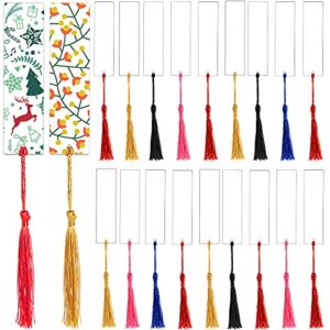 30 pieces blank acrylic bookmark clear acrylic bookmarks blank with 30 pieces tassel diy rectangle book markers custom bookmarks for notebook classroom projects and tags, 1.3 x 4.72 inch(30 pieces)