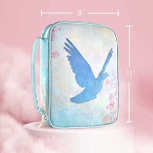 Light Blue Dove Bible Cover, Bible Case with Bookmark, PU Leather Bible Case for Women, Bible Carrying Case, Book Carrying Case, Large Bible Cover, Bible Book Cover, Bible Bags, Bible Bag