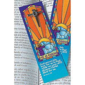 his is risen nail cross pin & bookmarks – set of 12 each – easter, church and sunday school supplies multicolored