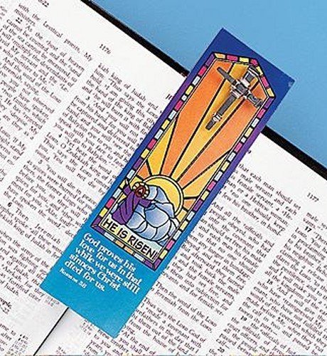 His is Risen Nail Cross Pin & Bookmarks - Set of 12 Each - Easter, Church and Sunday School Supplies Multicolored